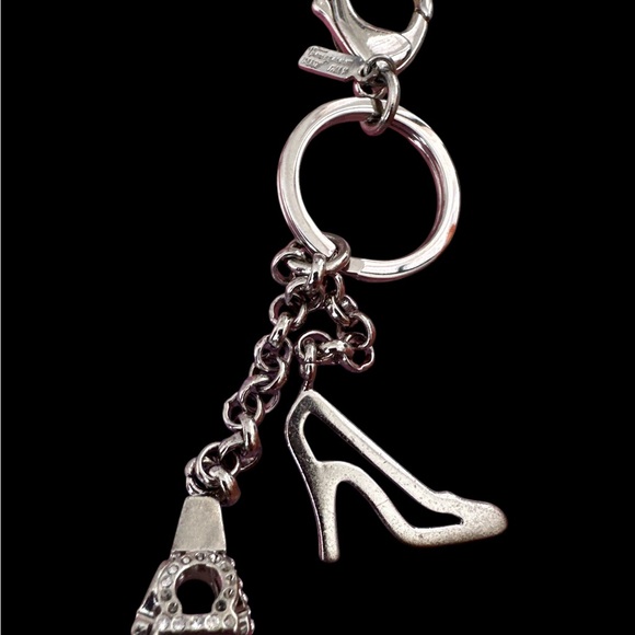 EUC Salvatore Ferragamo Silver High Heel and Purse Keychain